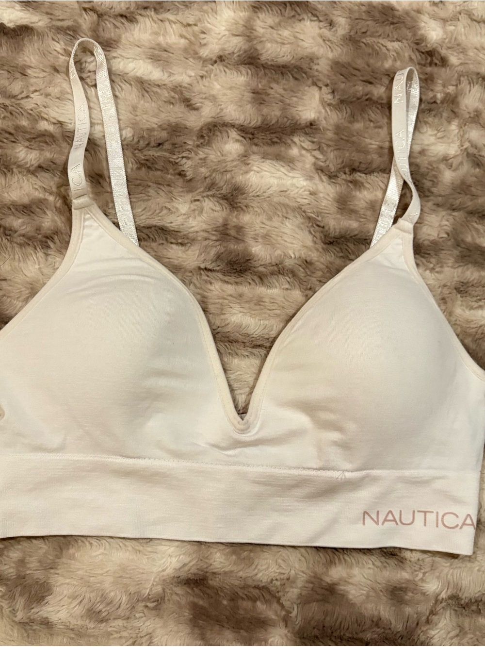 Nautica Light Cream V-Plunge Bralette Size: 34B